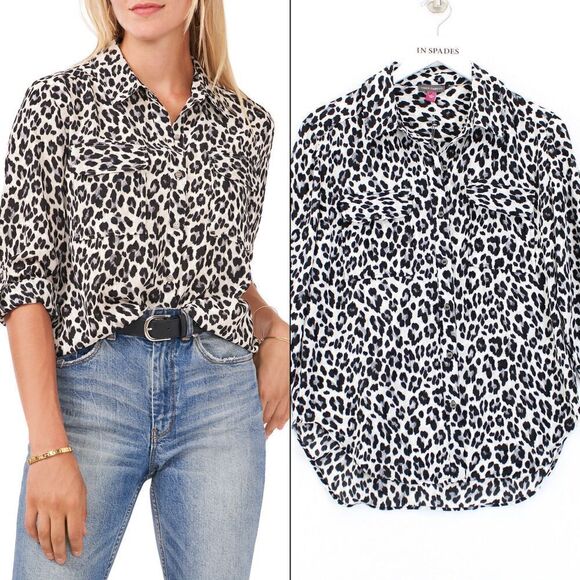 Vince Camuto Leopard-Print But Black Animal Combo - Picture 1 of 3